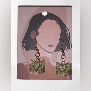 Cat Earrings‎ Novelty Kitten Face Dangle Drop Earrings Cute Fun Jewelry